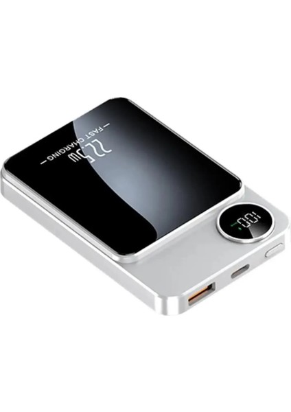 22.5W Magsafe Kablosuz ve Dijital Ekranlı Aı Çipli 5000MAH Powerbank Beyaz YK915