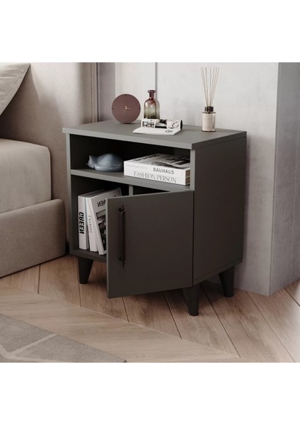 Home Enda Kommen 3 Bölmeli Kapaklı Komodin Antrasit