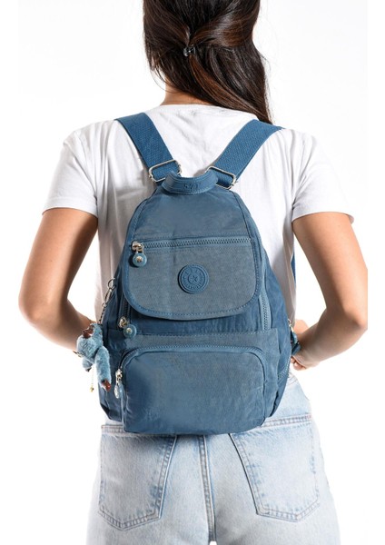 Ultra Hafif Çok Cepli Küçük Boy Sırt Çantası Unisex Mavi (Model: 571-4G)