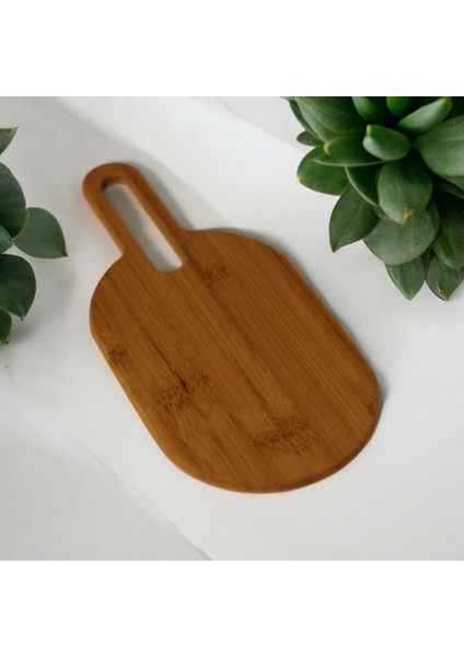 33-15 cm Bambu Oval Kesim Tahtası Bambu Sunum Tahtası Ahşap Sunum Tahtası
