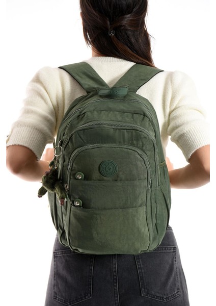 Ultra Hafif Çok Cepli Orta Boy Sırt Çantası Unisex Yeşil (Model: 571-4C)