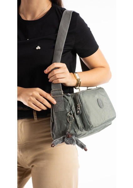 Çapraz Askılı Ultra Hafif Çok Cepli Bayan Omuz Çantası Gri (Model: 571-6O)