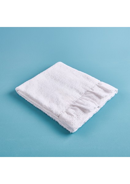 Soft Fırfırlı Yüz Havlusu - Beyaz - 50X90 cm fiyatları