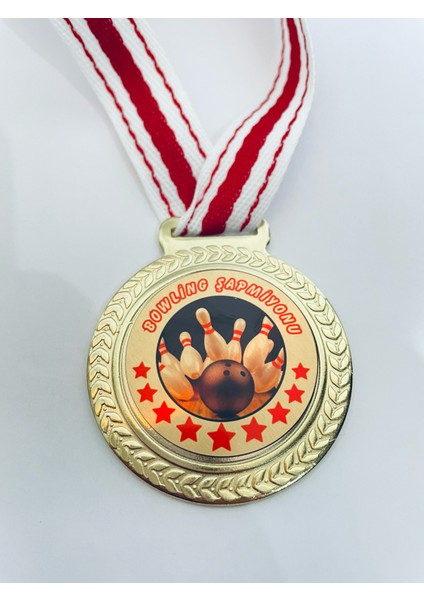 1 Adet Bowling Şampiyonu Madalyası - Dijital Baskılı Madalya