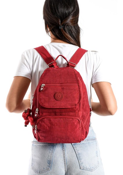 Ultra Hafif Çok Cepli Küçük Boy Sırt Çantası Unisex Kırmızı (Model: 571-4G)