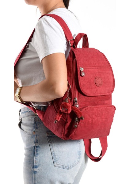 Ultra Hafif Çok Cepli Küçük Boy Sırt Çantası Unisex Kırmızı (Model: 571-4G)