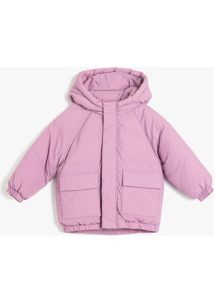 Kapşonlu Şişme Mont Kapüşonlu Cep Detaylı Rüzgar Kapaklı