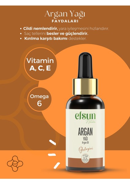 Argan Yağı %100 Saf ve Doğal Soğuk Sıkım 30 ml