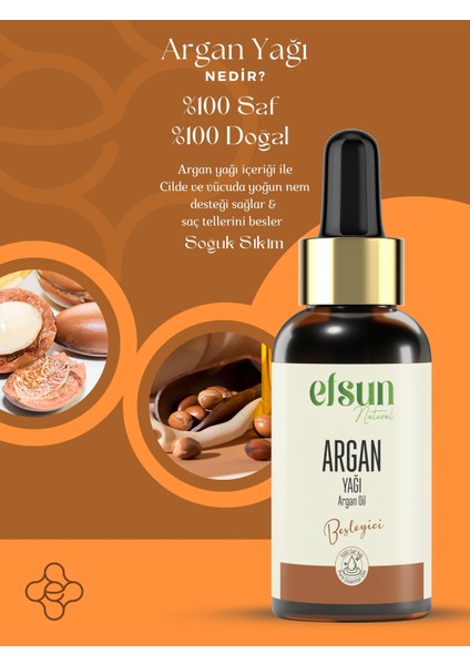 Argan Yağı %100 Saf ve Doğal Soğuk Sıkım 30 ml