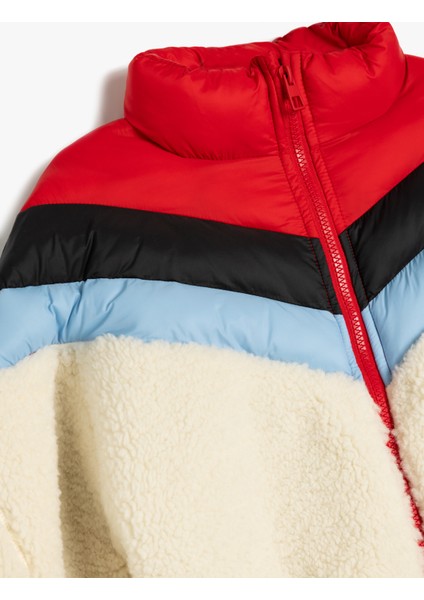 Peluş Ceket Fermuarlı Dik Yaka Cepli Kumaş Detaylı modelleri