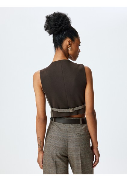 Düğmeli V Yaka Ekose Yelek fırsatları