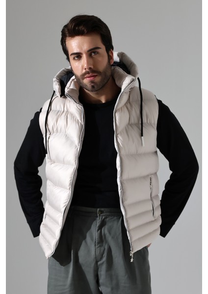 Erkek Jel Dolgu Çıkartılabilen Fermuarlı Kapüşon Su Itici Kumaş Astarlı Iç Cepli Yelek Taş fiyatları
