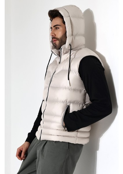 Erkek Jel Dolgu Çıkartılabilen Fermuarlı Kapüşon Su Itici Kumaş Astarlı Iç Cepli Yelek Taş modelleri