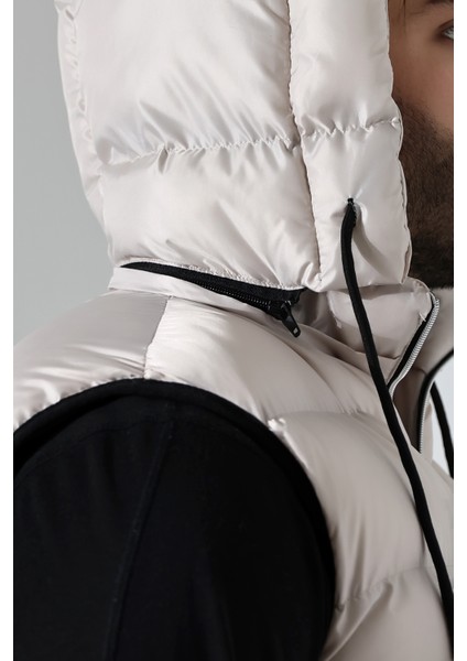 Erkek Jel Dolgu Çıkartılabilen Fermuarlı Kapüşon Su Itici Kumaş Astarlı Iç Cepli Yelek Taş indirimleri