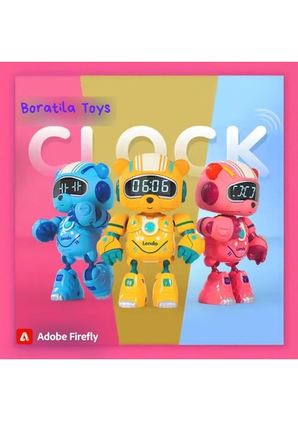 Akıllı Dokunmatik Değişebilen Işıklı Ayı Sesli Alarm Özellikli Uyku Arkadaşı Metal Saat Robot