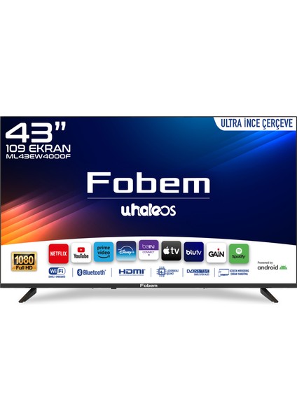 ML43EW4000F 43’’ 109CM Ekran Full HD Whale Os Smart TV Dahili Uydu Alıcılı Ultra Ince Çerçeve
