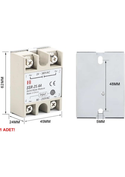 SSR-25AA Ssr Röle Ac Çıkış Ac Tetik 25A Ac 24-380V Tek Fazlı Solid State Röle Elektronik Anahtar