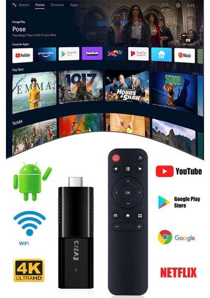 Android Tv Box Tv Stick Android 13 4 Ram 64 Bellek Medya Oynatıcı Smart Tv Wifi Li