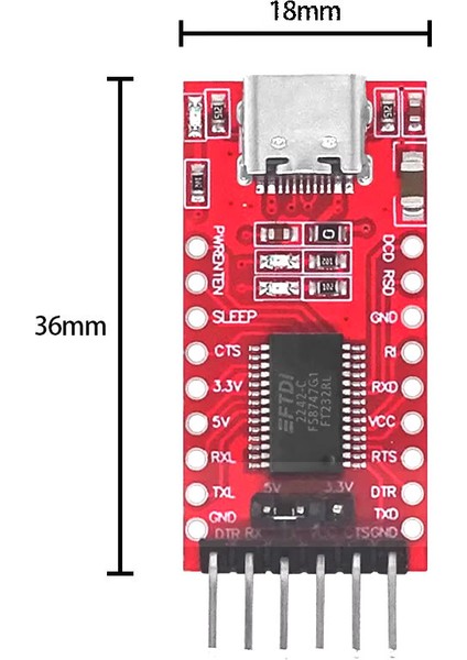 FT232RL USB To RS232 Ttl Uart Çevirici Modül Type C USB Soket Seri Port Haberleşme Arduino Mcu