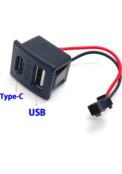Type-C / USB A Dişi Soket Kavisli 2 Pin 10CM Kablo Jst Çift USB 5V 2A Panel Montaj Cep Tel Tablet fiyatları