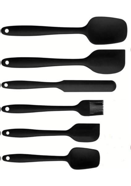 6'lı Sert Uçlu Silikon Kaşık,spatula,fırça Seti I Yanmaz Yapışmaz Pasta Yumurta Spatula Mutfak Seti