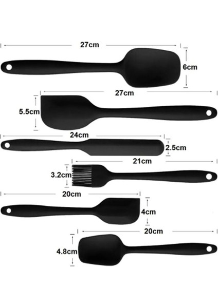 6'lı Sert Uçlu Silikon Kaşık,spatula,fırça Seti I Yanmaz Yapışmaz Pasta Yumurta Spatula Mutfak Seti fiyatları