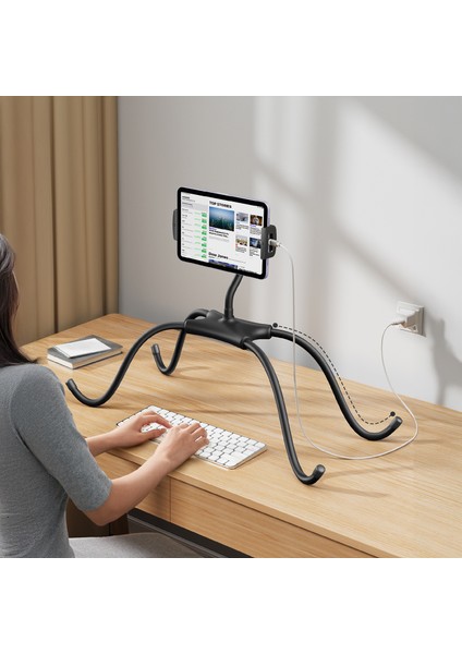 Saiji Q2T 360° Ayarlanabilir Tablet ve Telefon Standı – Yatak, Masa, Zemin ve Araba Için Esnek ve Dayanıklı Monitör ve Telefon Tutucu, Hafif ve Taşınabilir Tasarım