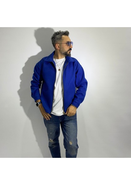 Sırtı Nakış Detaylı Oversize Erkek Kaşe Ceket