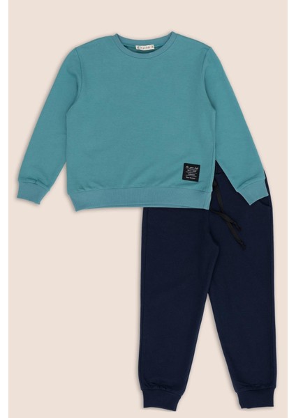 2'li Yeşil Lacivert Sweat Jogger Alt Üst Takım