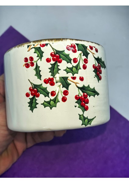 Yeni Yıla Özel Tasarlanmış Seramik El Yapımı 200 Ml Beyaz Kahve- Çay Fincanı