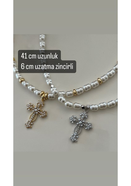 Tasarım/El Yapımı/İthal Akrilik İncili Gümüş Kaplamalı Hac Kolye