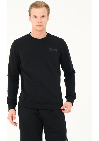 %100 Pamuk Erkek Regular Fit Siyah Sweatshirt
