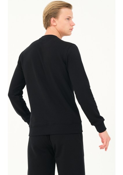 %100 Pamuk Erkek Regular Fit Siyah Sweatshirt fırsatları