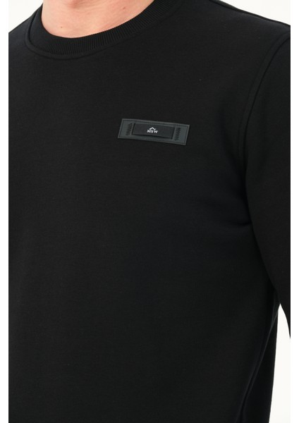 %100 Pamuk Erkek Regular Fit Siyah Sweatshirt indirimleri