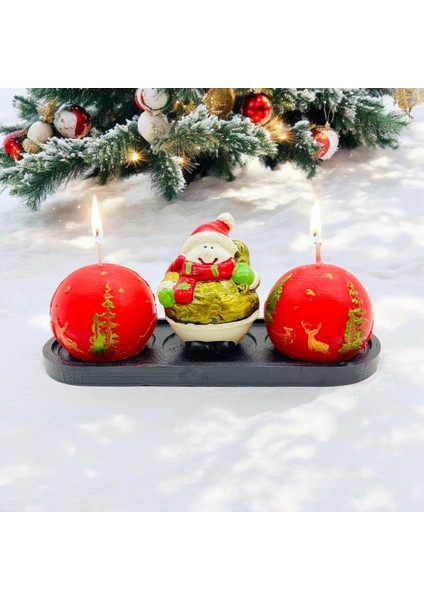 Yılbaşı Dekorasyonu - 4 ' Lü Set Noel Baba Biblo , 2 Adet Kokulu Mum ve Dekoratif Tabak fiyatları