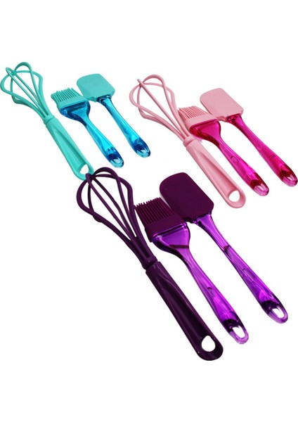 3 Lü Çırpıcı Spatula Fırça Yumurta Seti Sağlam Kaliteli Hamur Harç Sos Çırpıcı Krep Spatulası