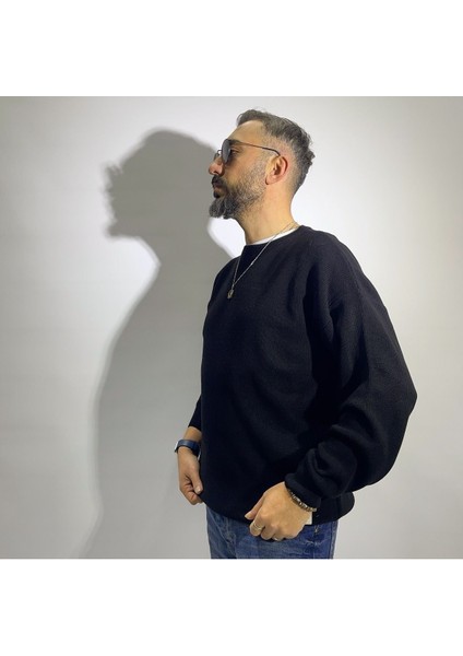Oversize Örme Erkek Basic Kazak