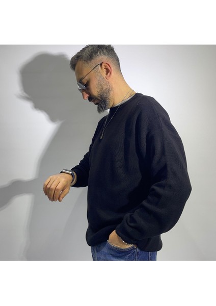 Oversize Örme Erkek Basic Kazak