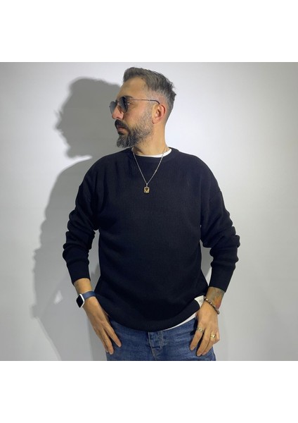 Oversize Örme Erkek Basic Kazak