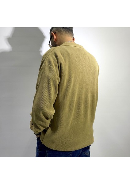 Oversize Polo Yaka Erkek Kazak