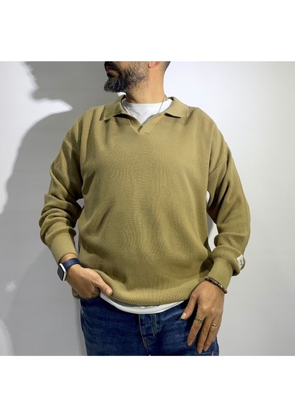 Oversize Polo Yaka Erkek Kazak