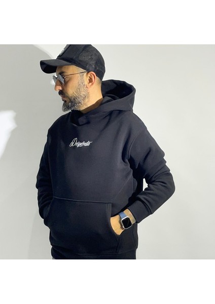 Desperate Kumaş Baskılı Oversize Erkek Hoodie