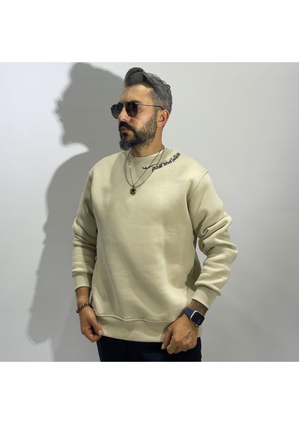 Sırtı Nakış Işlemeli Erkek Oversize Sweatshirt