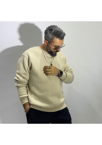 Sırtı Nakış Işlemeli Erkek Oversize Sweatshirt