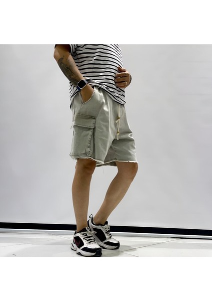 Kargo Cepli Baggy Kesim Denim Şort