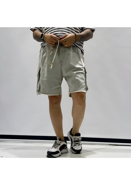 Kargo Cepli Baggy Kesim Denim Şort