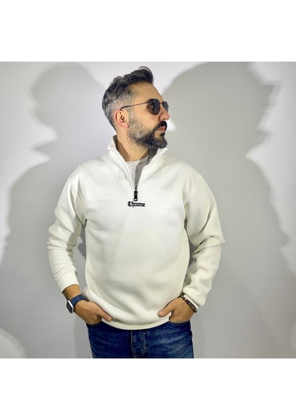Yarım Fermuarlı Oversize Erkek Sweatshirt
