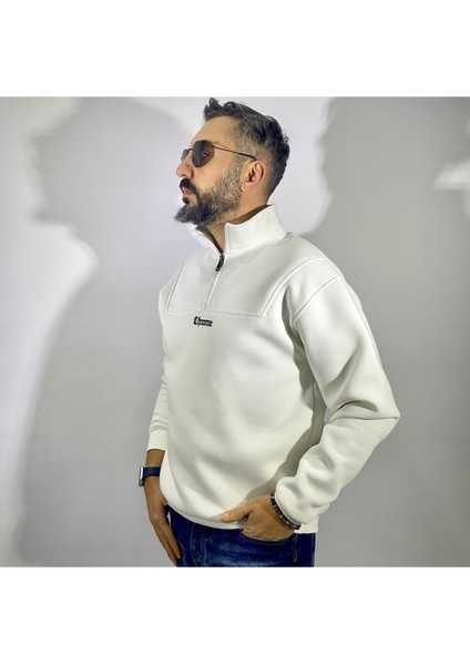Yarım Fermuarlı Oversize Erkek Sweatshirt