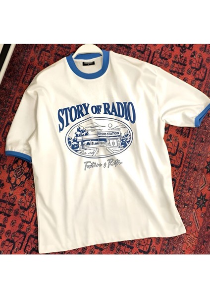 Radio Station Baskılı Oversize T-Shirt