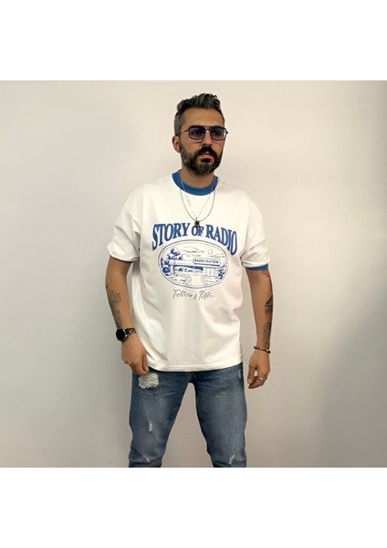 Radio Station Baskılı Oversize T-Shirt